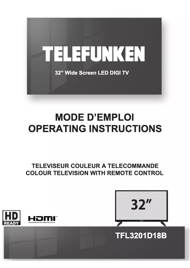 Page n°1 - Manuel utilisateur Telefunken TFL3201D18B