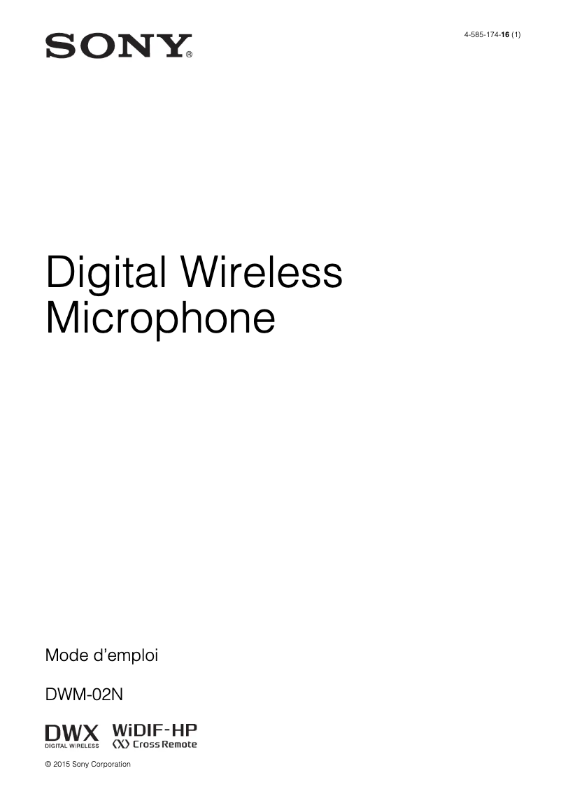 Página 1 del manual Manual de usuario Sony DWM-02N