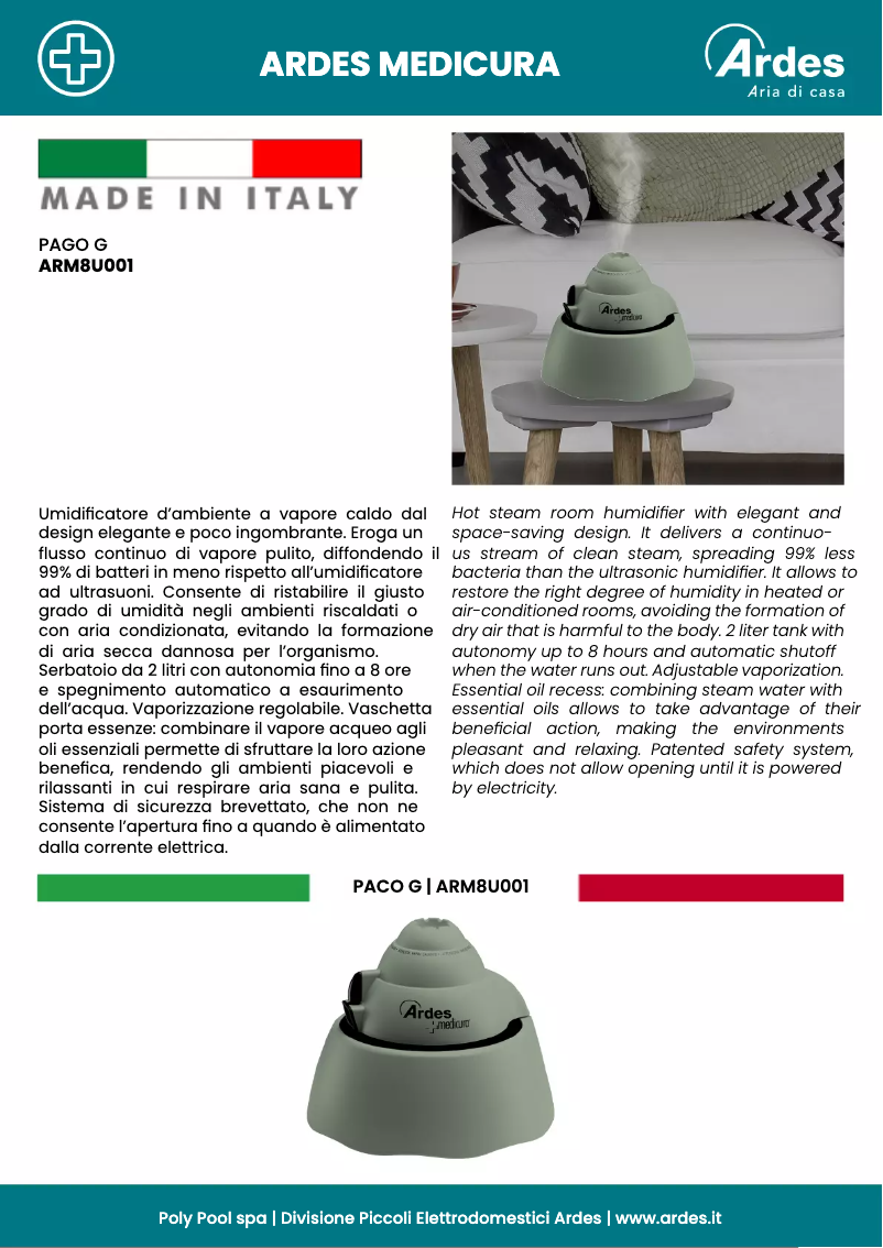 Imagen de la primera página del manual del dispositivo ARM8U001