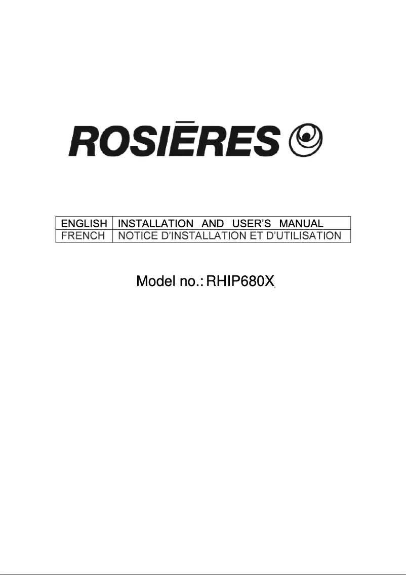 Page 1 de la notice Manuel utilisateur Rosieres RHIP680X