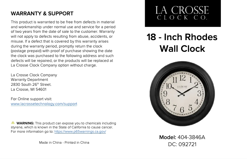 Page n°1 - Manuel utilisateur La Crosse Technology 404-3846A