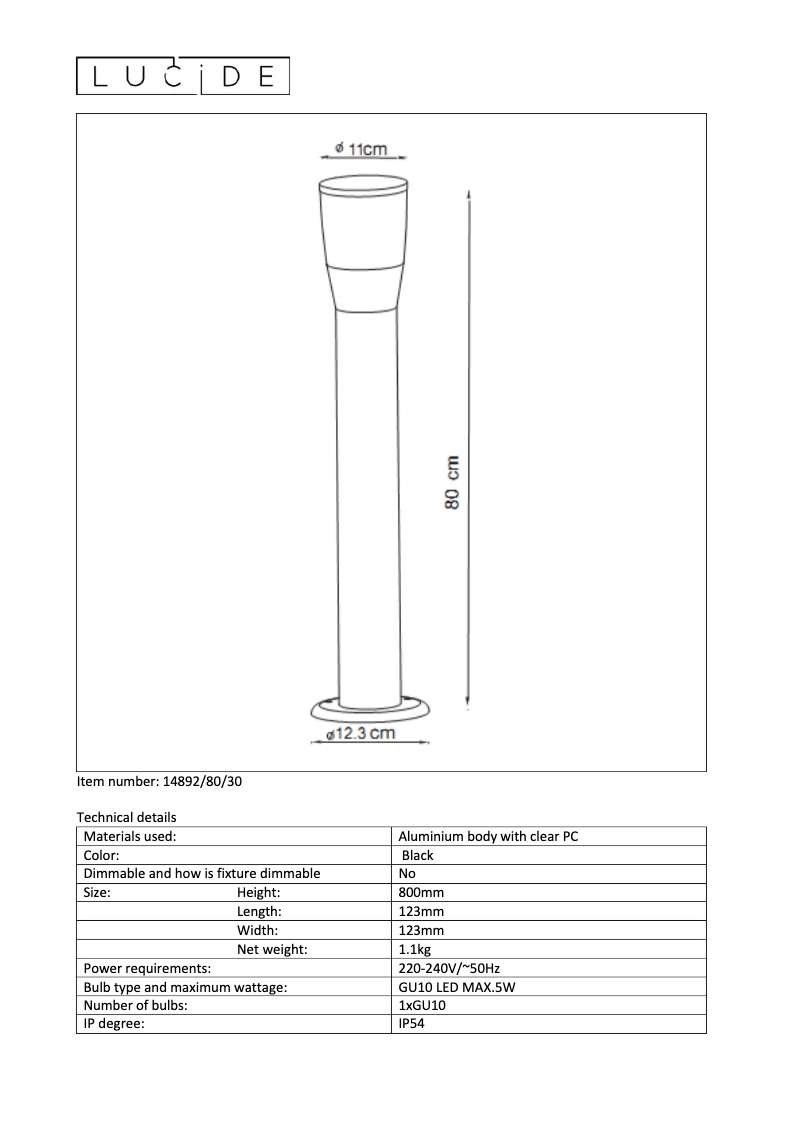 Page n°1 - Manuel utilisateur Lucide Ninke 14892/80/30