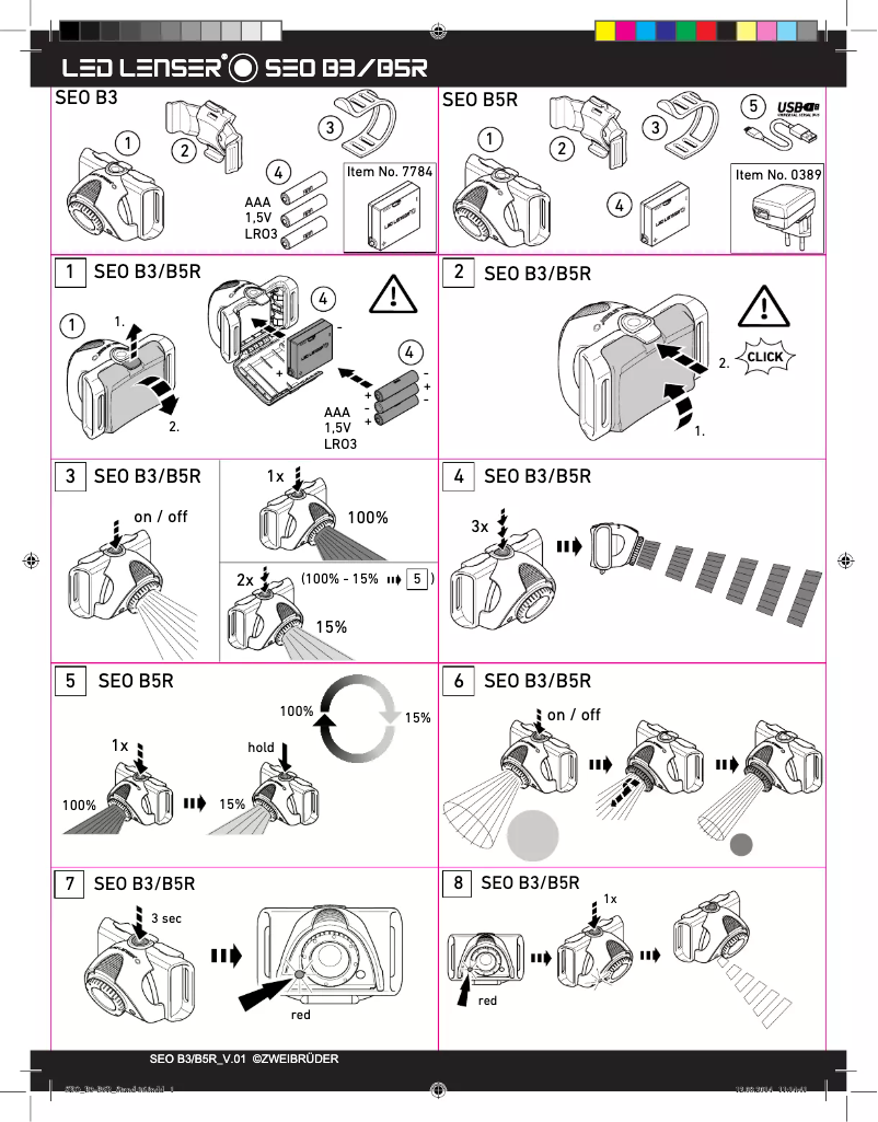 Page 1 de la notice Manuel utilisateur Ledlenser B5R