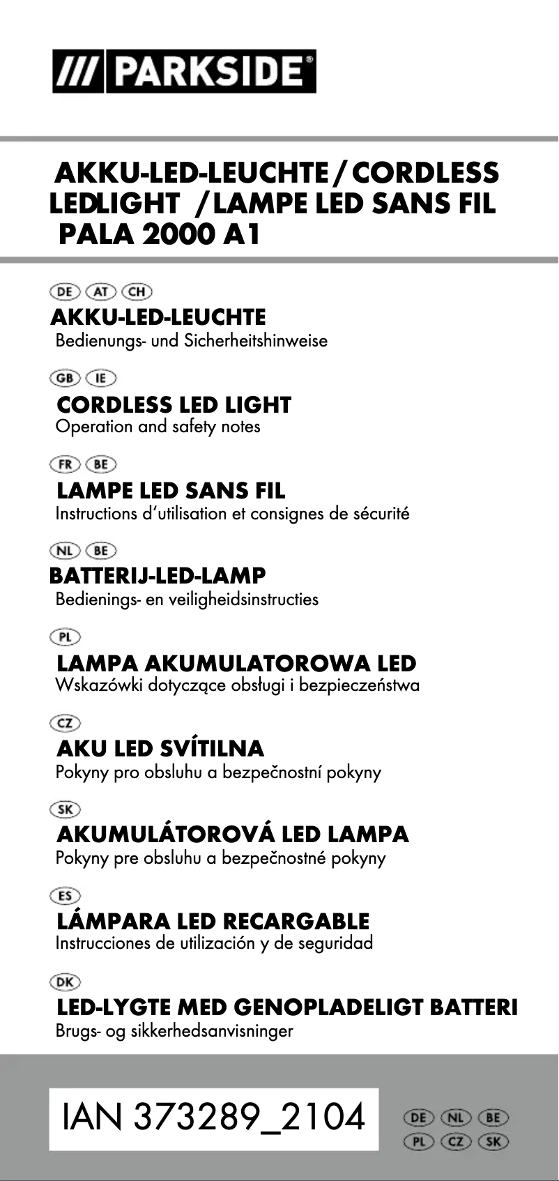Page n°1 - Manuel utilisateur Parkside PALA 2000 A1