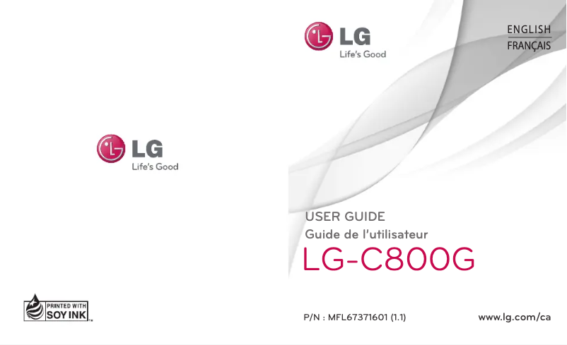 Page 1 de la notice Manuel utilisateur LG C800G