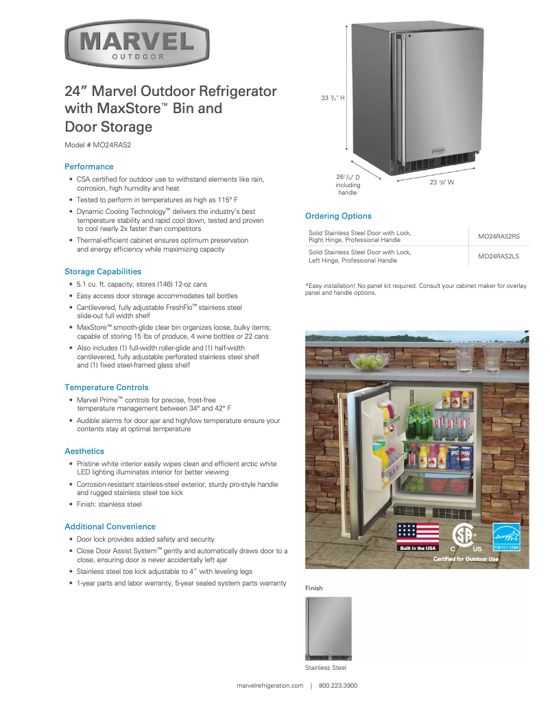 Page 1 de la notice Manuel utilisateur Marvel Outdoor MO24RA2R