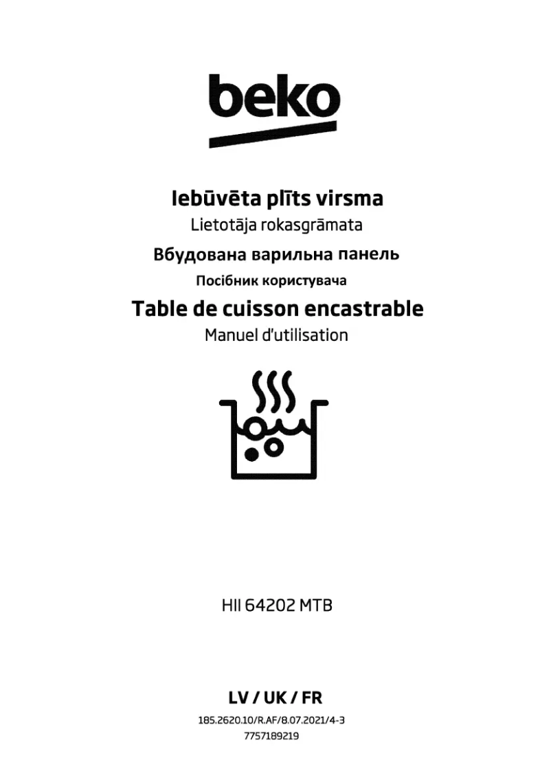 Page 1 de la notice Manuel utilisateur Beko HII 64202 MTB