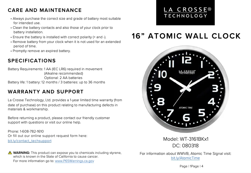 Page n°1 - FAQ La Crosse Technology WT-3161BKX1