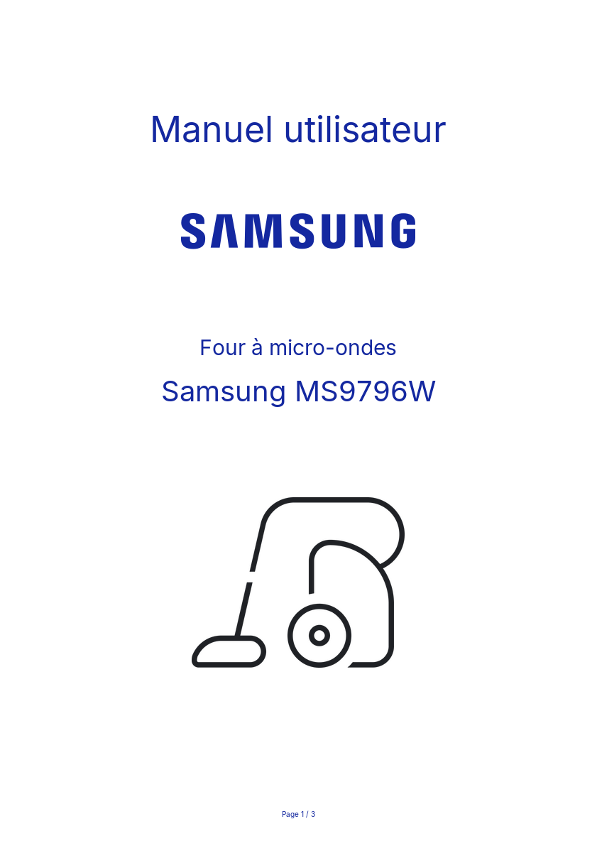 Image de la première page du manuel de l'appareil MS9796W
