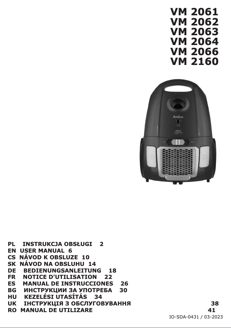 Page 1 de la notice Manuel utilisateur Amica Fen Turbo Pro VM 2064
