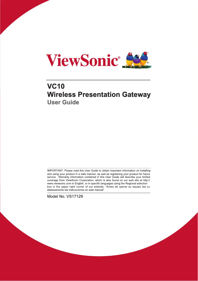 Page 1 de la notice Manuel utilisateur Viewsonic VC10