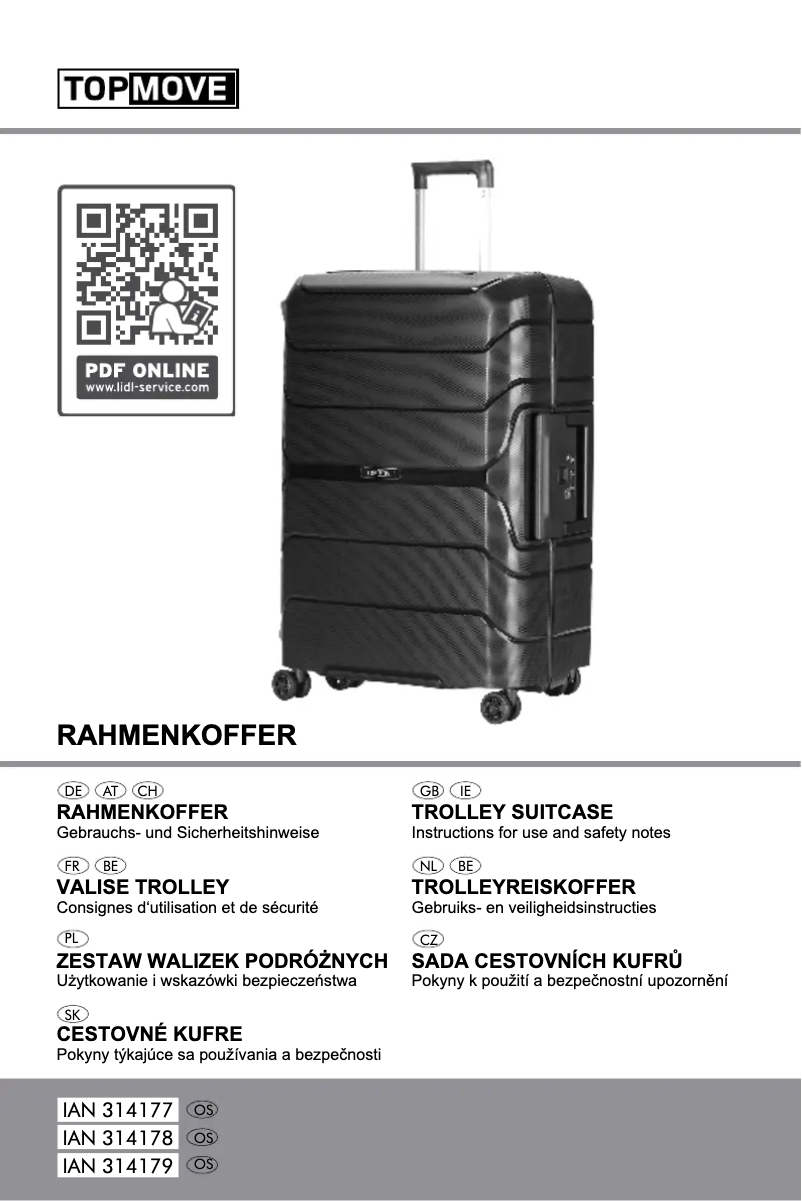 Page 1 de la notice Manuel utilisateur Topmove IAN 314177