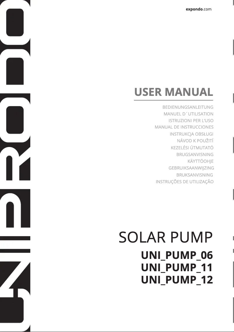 Page 1 de la notice Manuel utilisateur Uniprodo UNI_PUMP_06