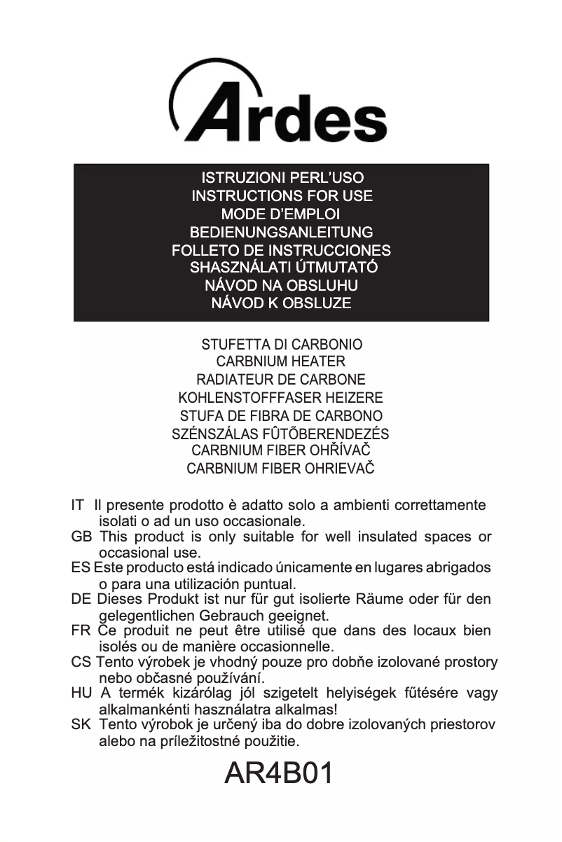 Image de la première page du manuel de l'appareil AR4B01