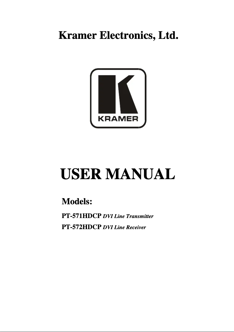 Page n°1 - Manuel utilisateur Kramer PT-571HDCP
