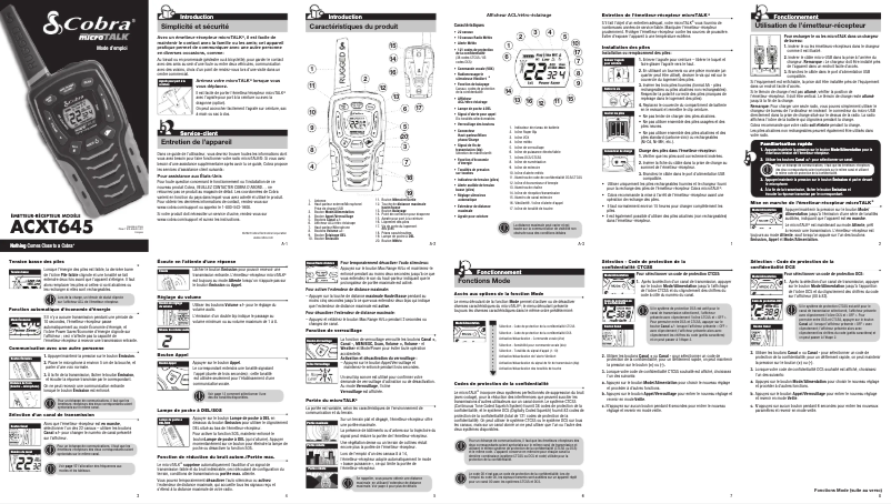Page 1 de la notice Manuel utilisateur Cobra ACXT645