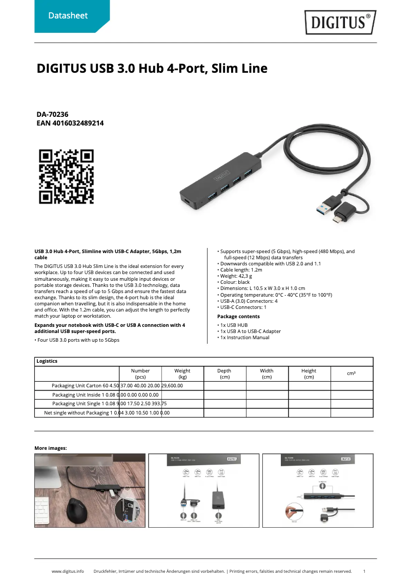 Page n°1 - Fiche technique Digitus DA-70236