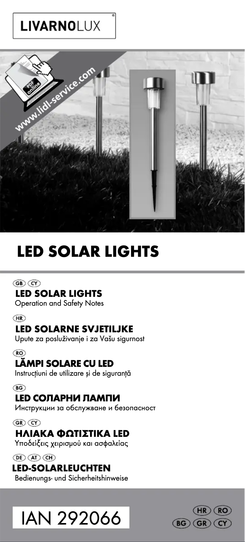 Page 1 de la notice Manuel utilisateur Livarno Lux IAN 292066