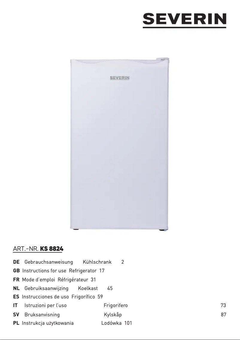 Page n°1 - Manuel utilisateur Severin KS 8824