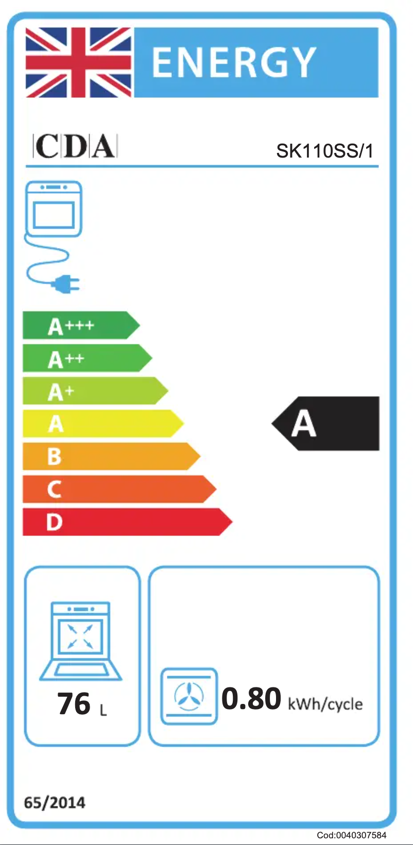 Page n°1 - Label énergétique CDA SK110SS