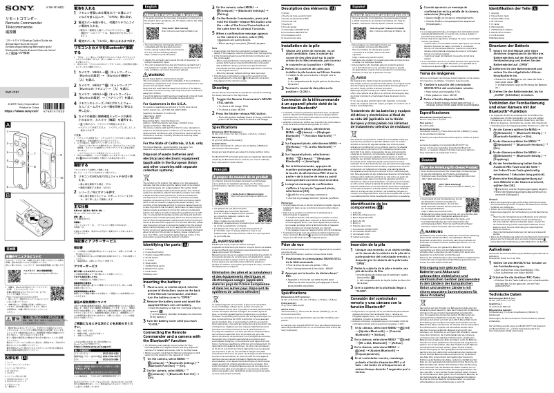 Page 1 de la notice Guide d'installation Sony RMT-P1BT