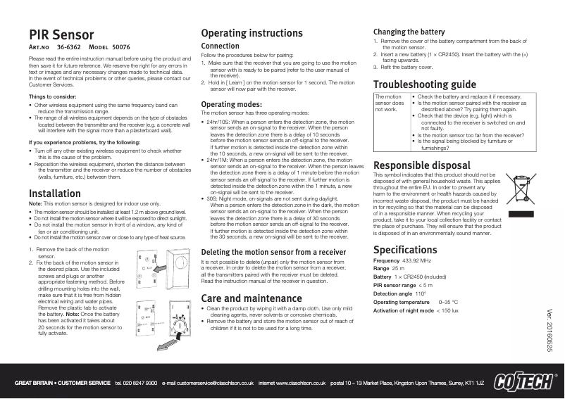 Imagen de la primera página del manual del dispositivo 50076