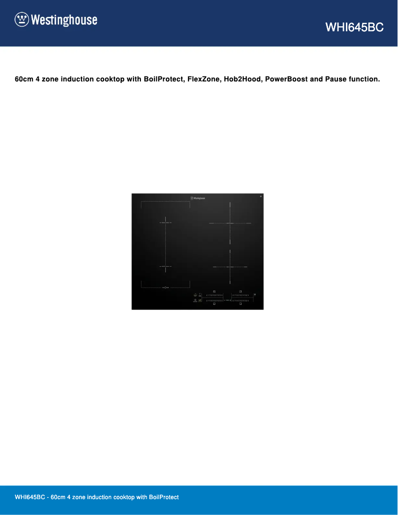 Page n°1 - Fiche technique Westinghouse WHI645BC