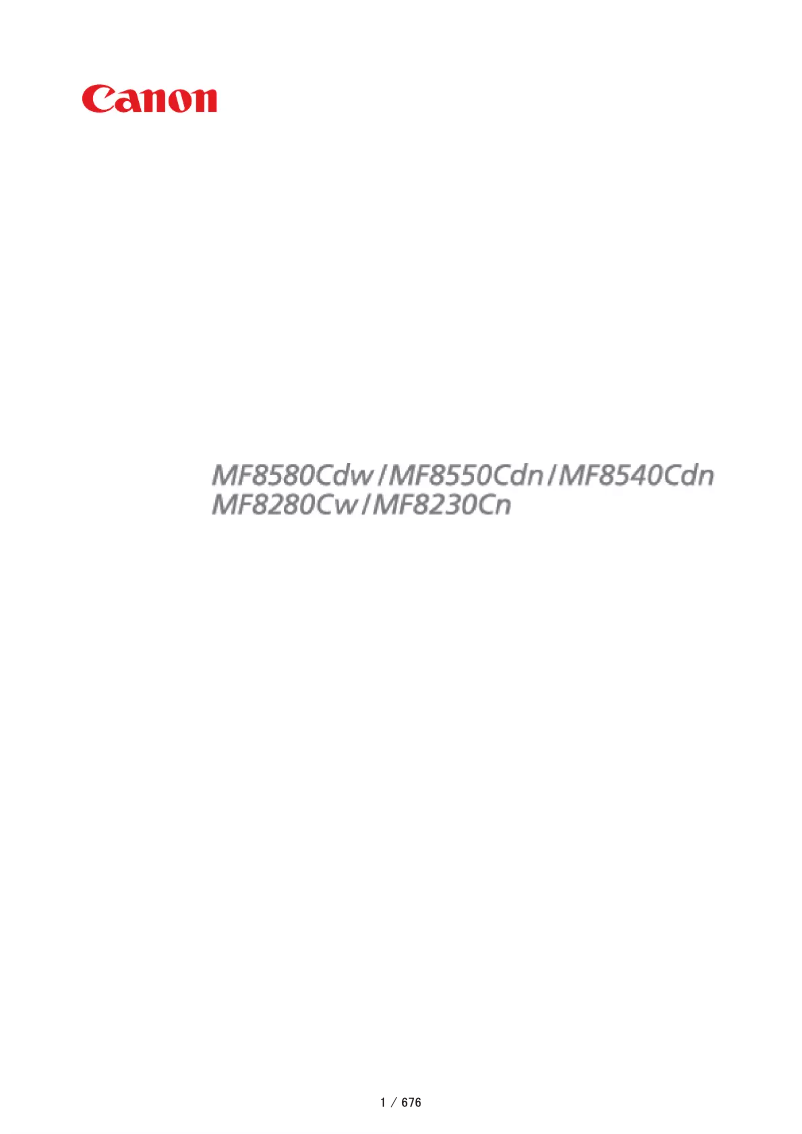 Image de la première page du manuel de l'appareil I-Sensys MF8550Cdn