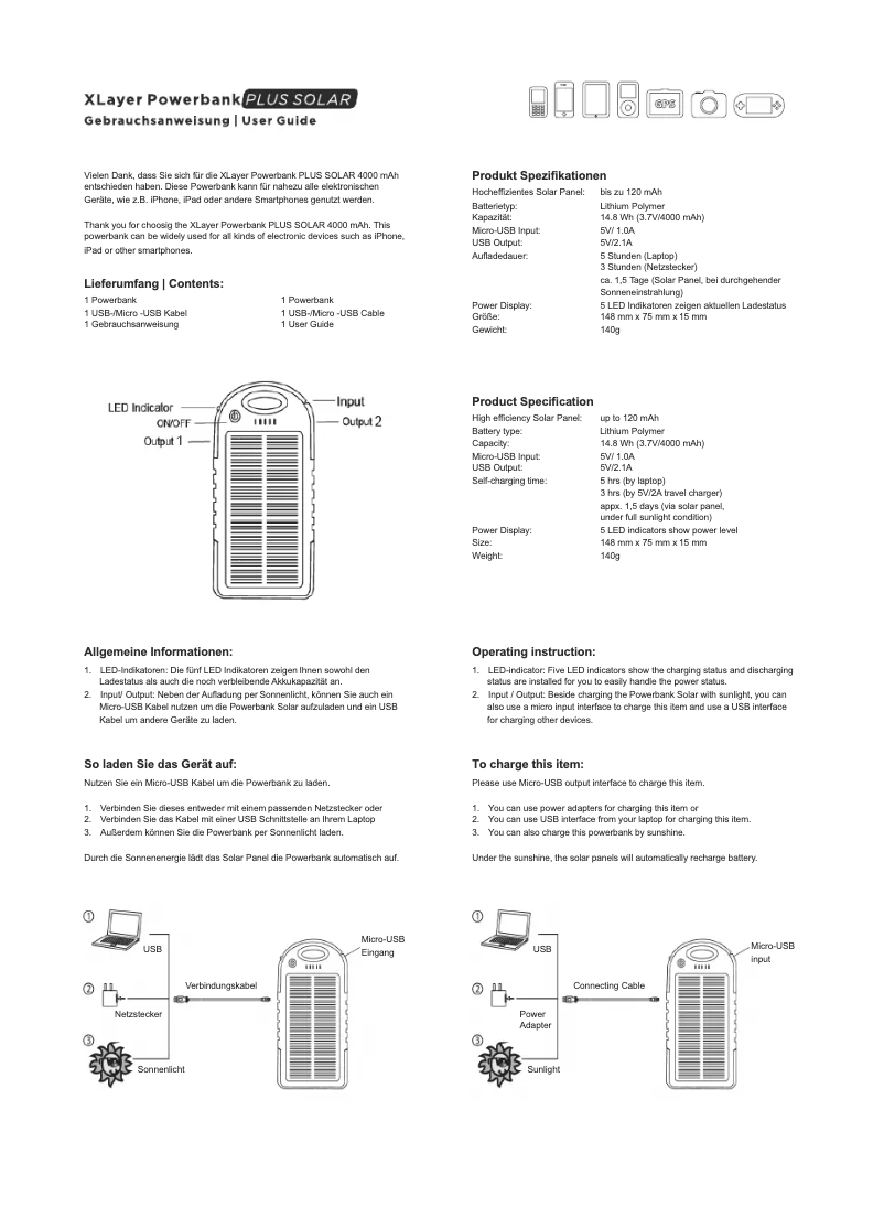 Page n°1 - Manuel utilisateur XLayer PLUS Solar 4000