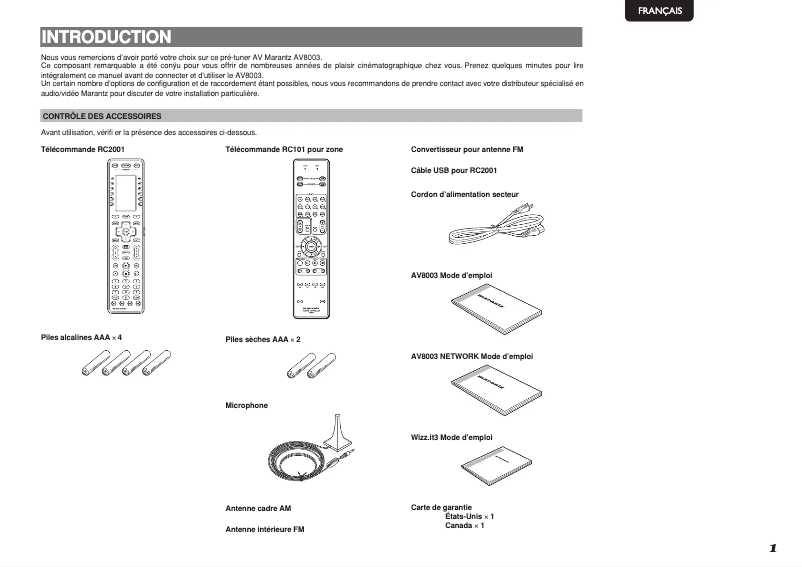 Image de la première page du manuel de l'appareil AV8003