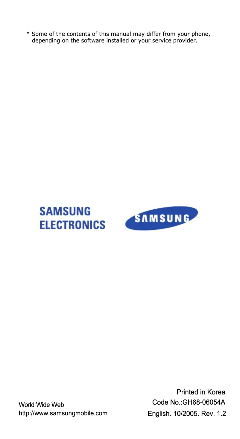 Page n°1 - Manuel utilisateur Samsung SGH-D500E