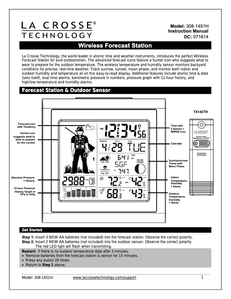 Page n°1 - Manuel utilisateur La Crosse Technology 308-1451H