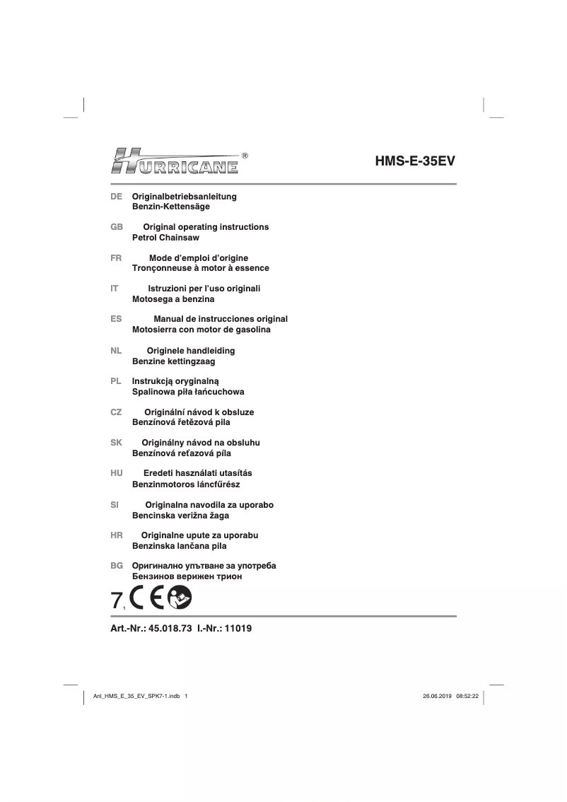 Page n°1 - Manuel utilisateur Hurricane HMS-E-35EV