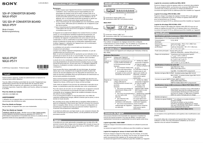Image de la première page du manuel de l'appareil NXLK-IP51Y