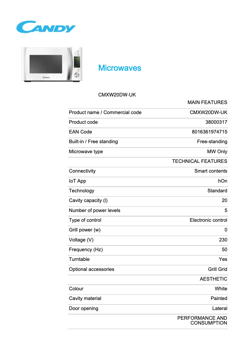 Image de la première page du manuel de l'appareil CMXW20DW-UK