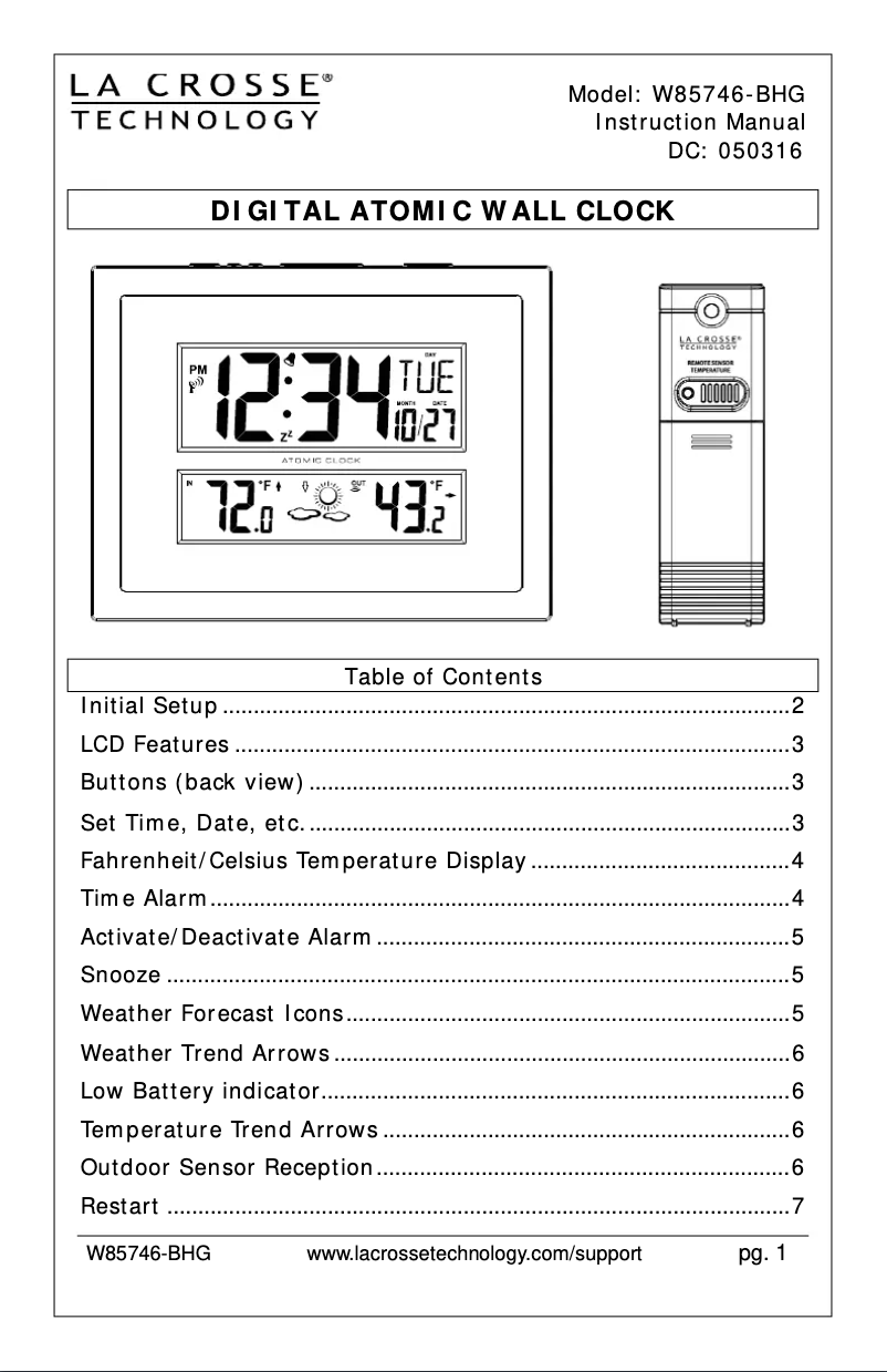 Image de la première page du manuel de l'appareil W85746V2-BHG