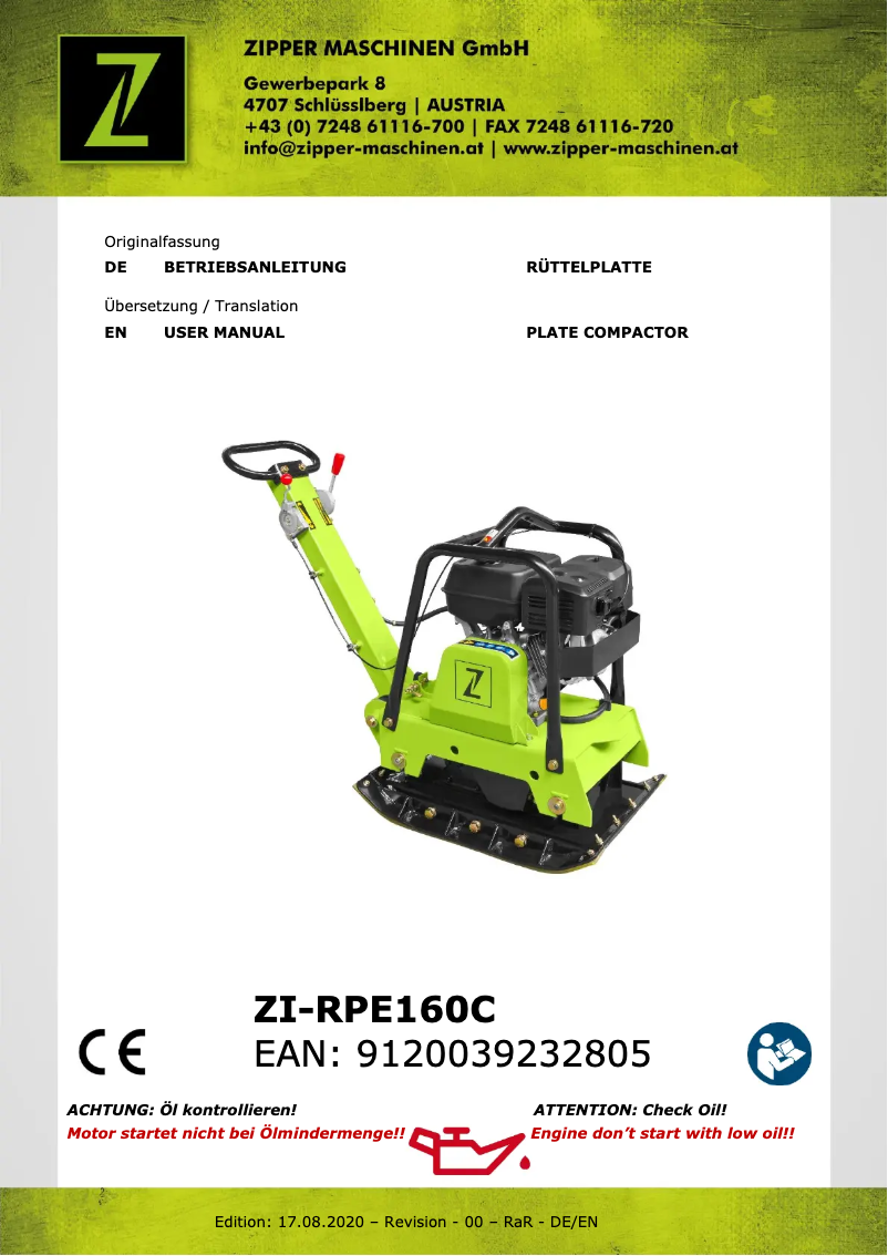 Page 1 de la notice Manuel utilisateur Zipper ZI-RPE160C