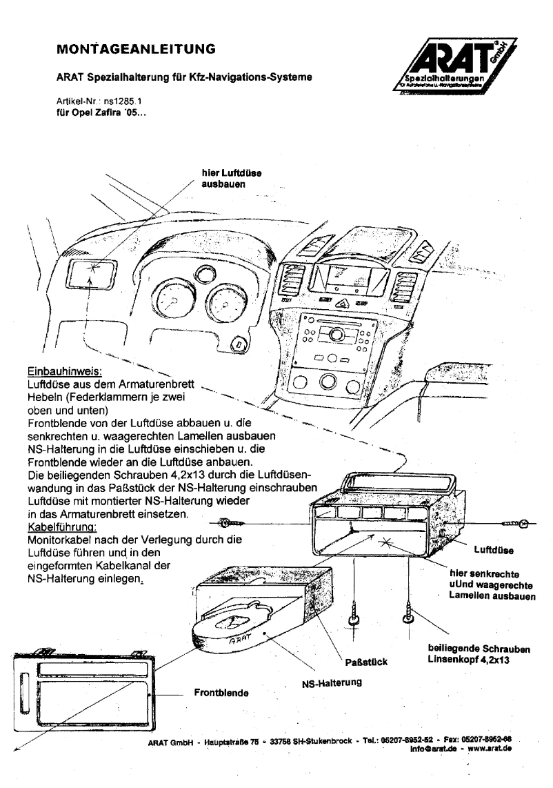 Page n°1 - Manuel utilisateur Arat NS1285.1