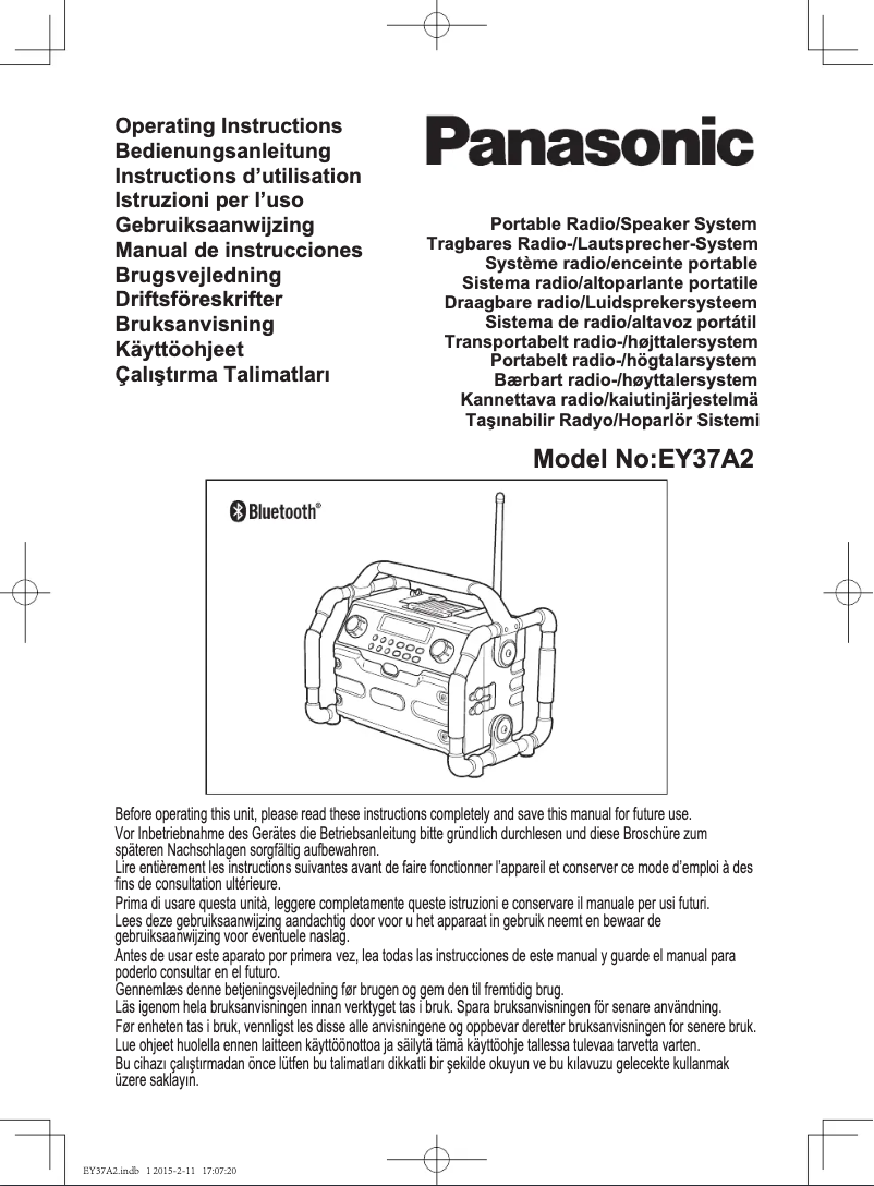 Page 1 de la notice Manuel utilisateur Panasonic EY37A2