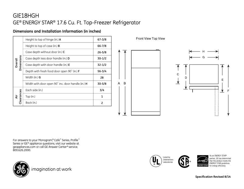 Image de la première page du manuel de l'appareil GIE18HGHWW