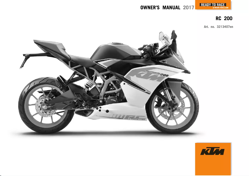 Page n°1 - Manuel utilisateur KTM RC 200 (2017)