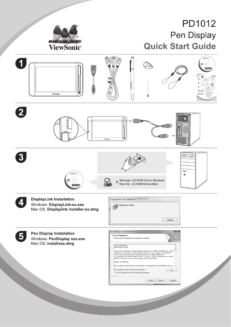 Página 1 del manual Guía de inicio rápido Viewsonic PD1012