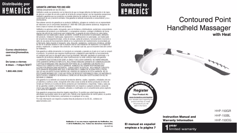 Page n°1 - Manuel utilisateur Homedics HHP-150