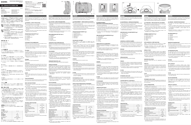 Page 1 de la notice Manuel utilisateur Sigma 16-28mm F2.8 DG DN