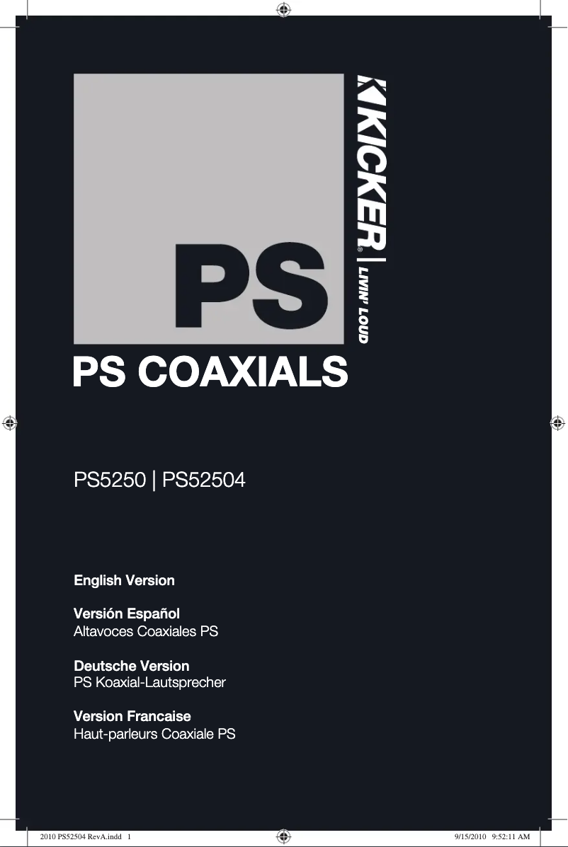 Page 1 de la notice Manuel utilisateur Kicker 10PS5250