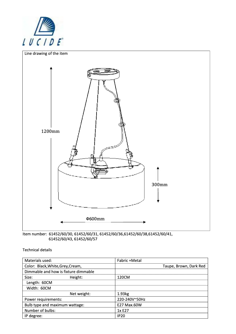 Page 1 de la notice Manuel utilisateur Lucide Coral