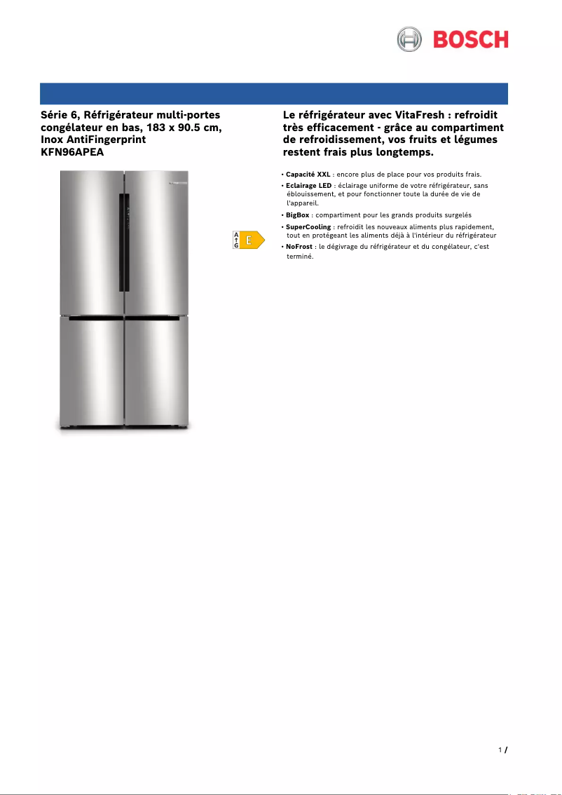 Image de la première page du manuel de l'appareil KFN96APEA