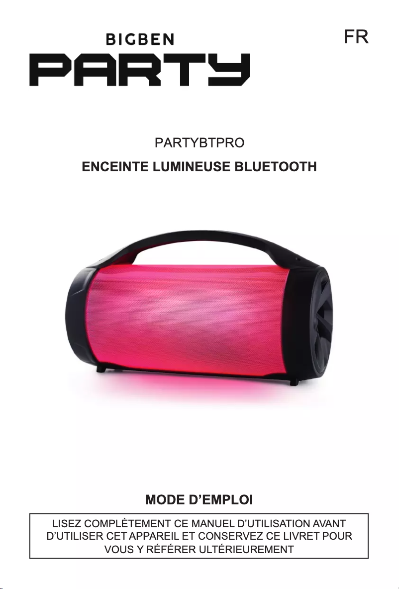 Page n°1 - Manuel utilisateur Bigben Interactive PARTYBTPRO