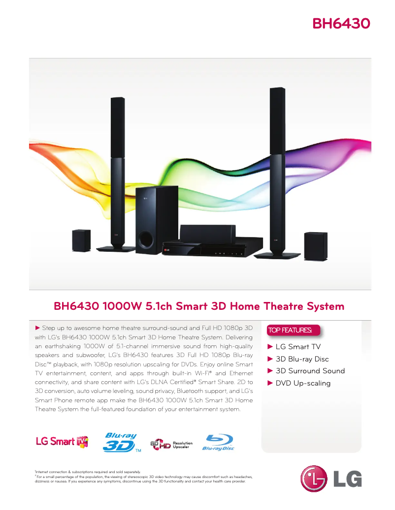 Página 1 del manual Ficha técnica LG BH6430P