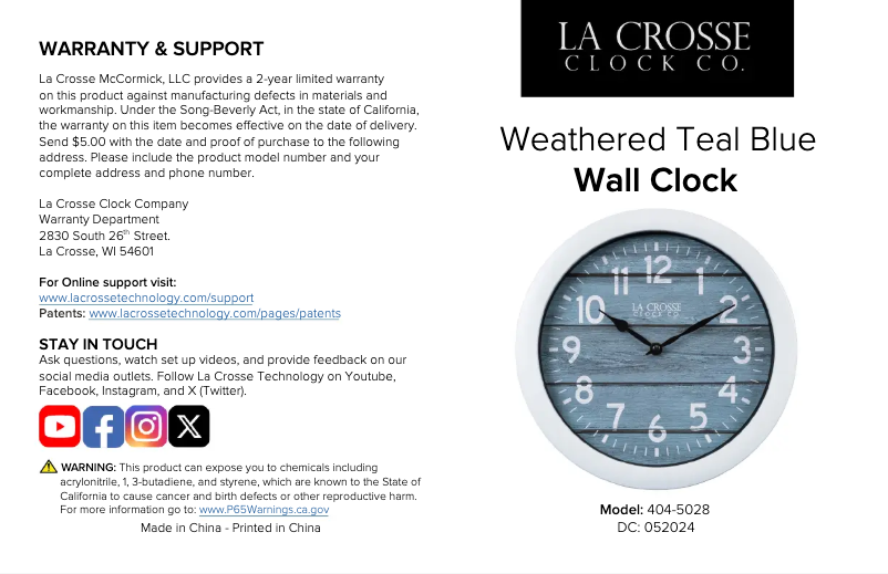 Page 1 de la notice Manuel utilisateur La Crosse Technology 404-5028